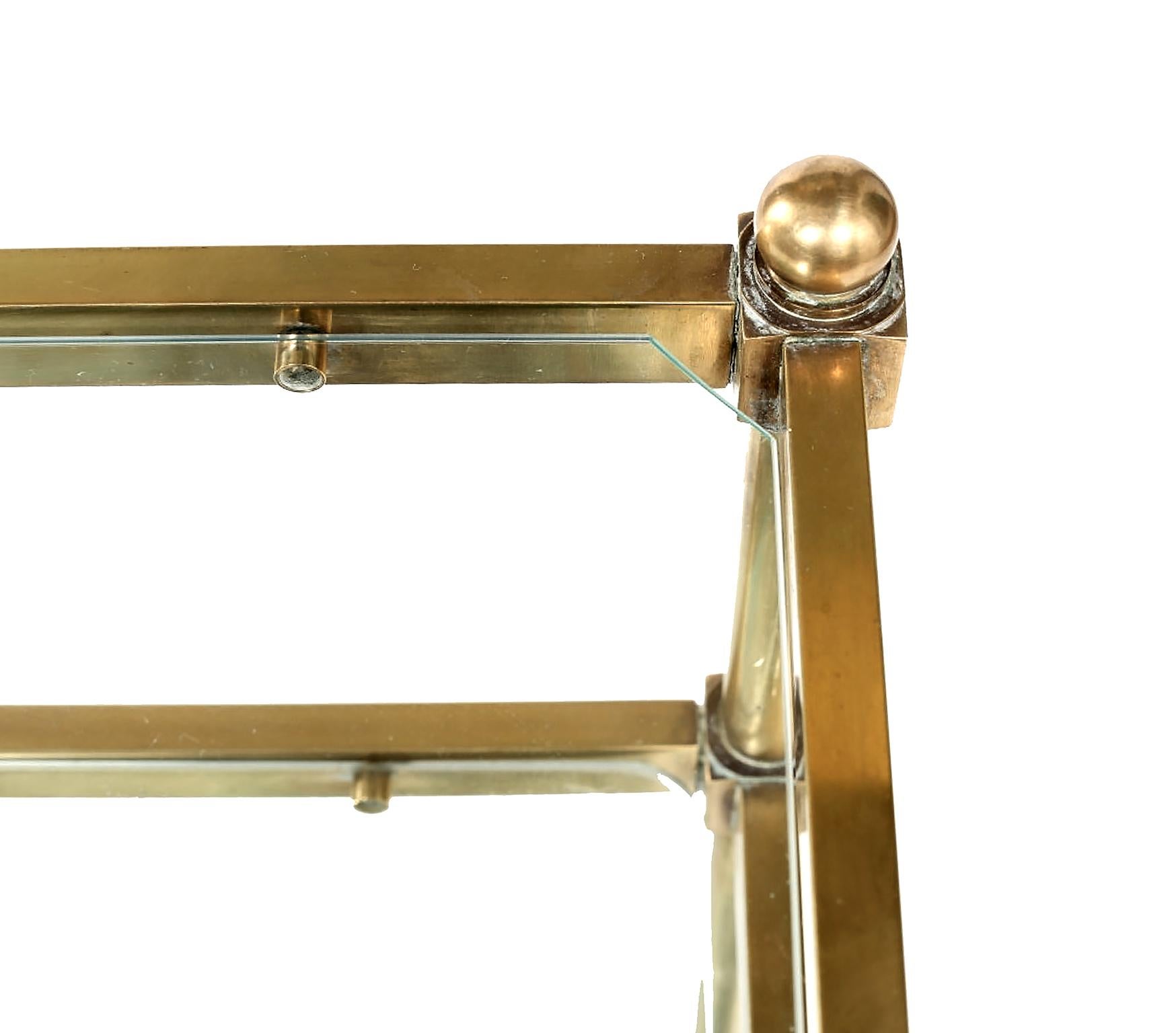 Vintage Brass / Glass Three Tiered Bar Cart  3