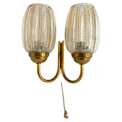 Vintage Brass Glass Wall Sconce, Graewe, Germany, 1970s