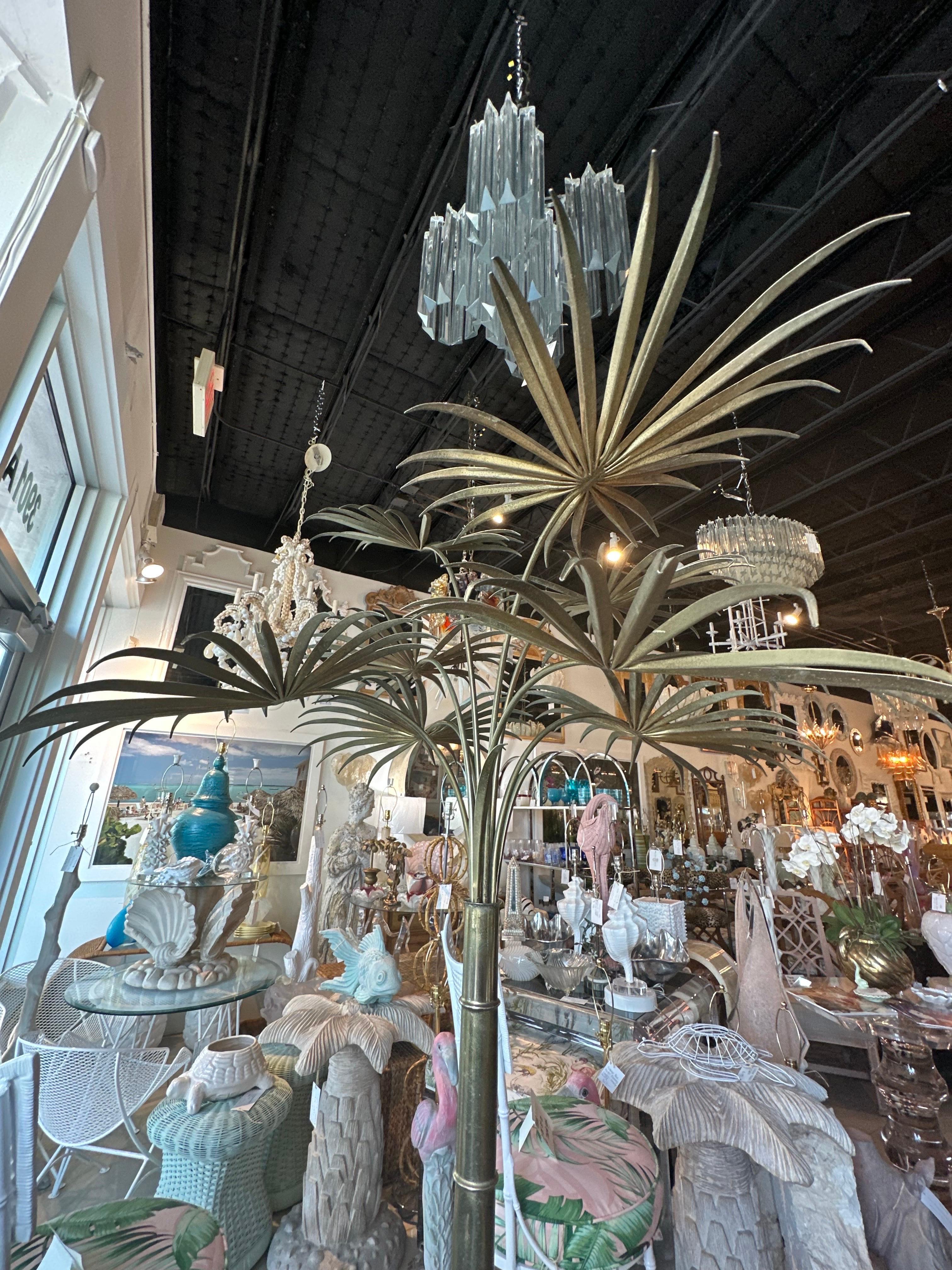 Statue de palmier italienne vintage en métal doré et laiton imitation bambou  en vente 3