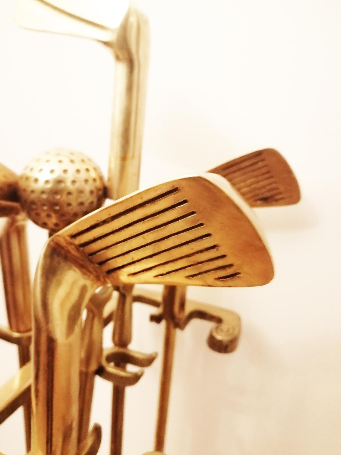 Other Fireplace Tools polished brass  Golf Sticks Form  Large French Mid-20th Century