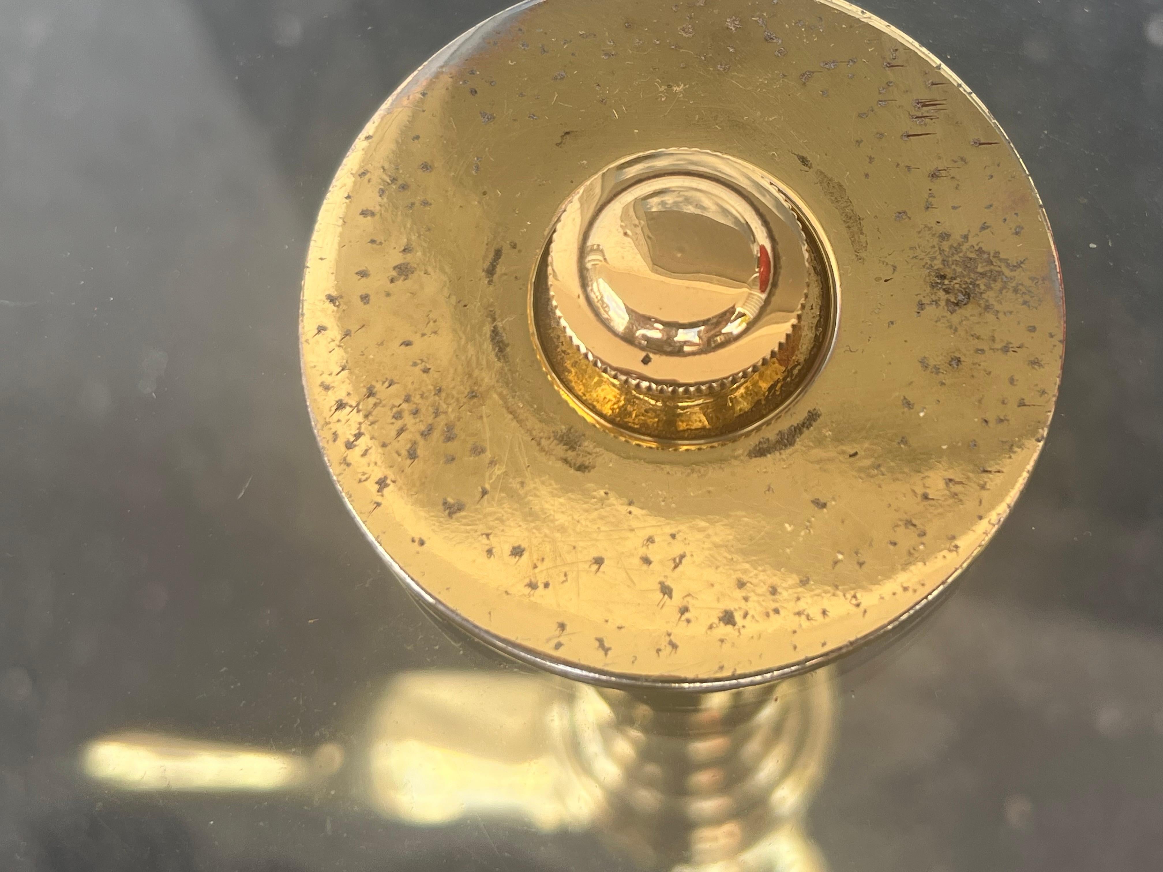 American Vintage Brass Gueridon With Glass Top Ca' 1950's For Sale