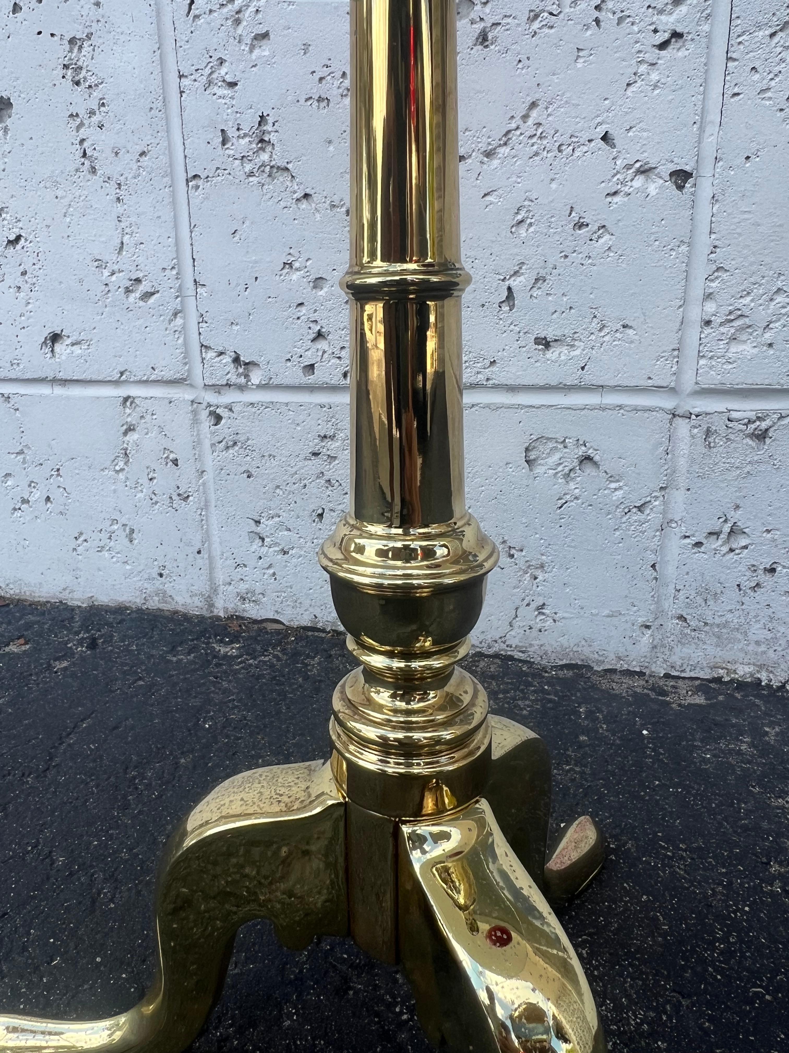 Vintage Brass Gueridon With Glass Top Ca' 1950's In Good Condition For Sale In St.Petersburg, FL