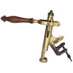 Vintage Brass Hand Crank Wine Bottle Opener