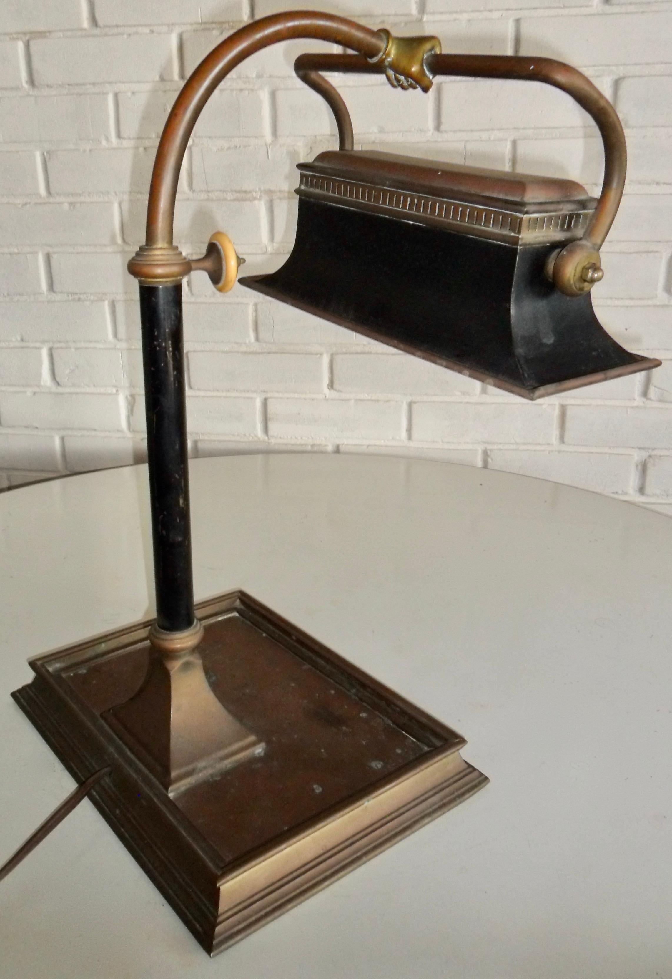 Vintage Brass Hand Library Desk Lamp by Chapman 3