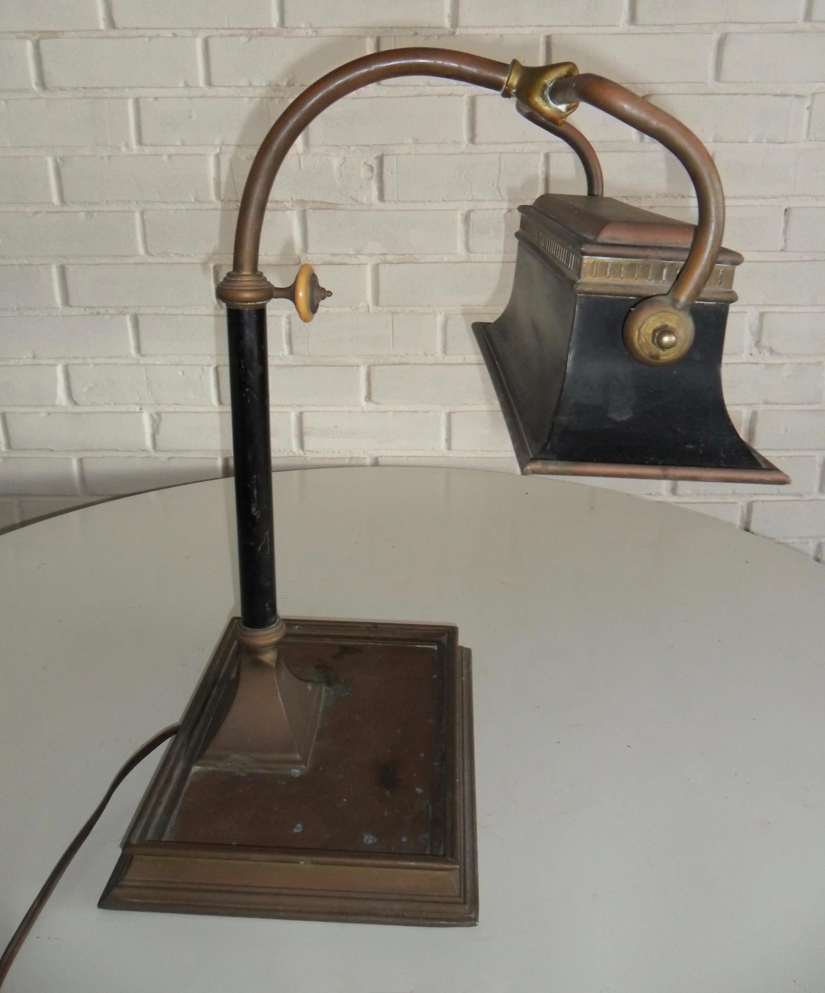 American Vintage Brass Hand Library Desk Lamp by Chapman
