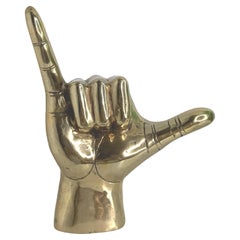 Vintage Brass "Hang Loose" Hand Sign, Hawaiian Style Sculpture, Vintage, Italy