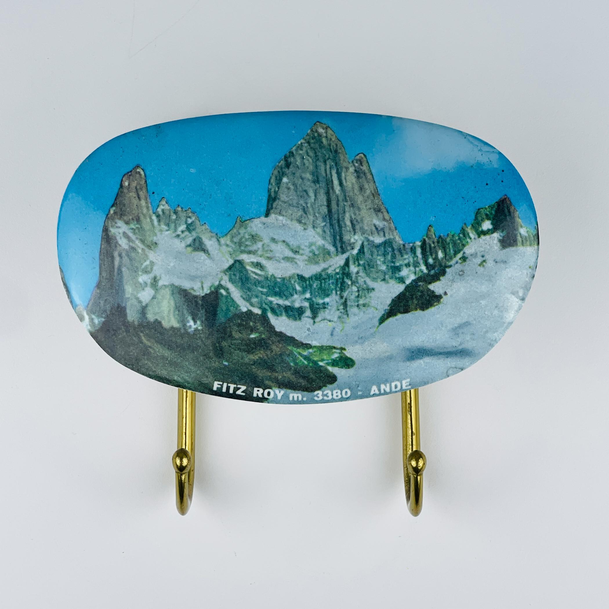 20th Century Vintage brass hangers with photo, Italy, 1950s, Set of 2 For Sale
