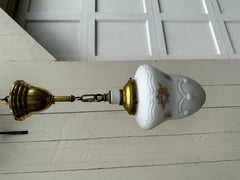 Vintage Brass Hanging Fixture with Vintage Shade
