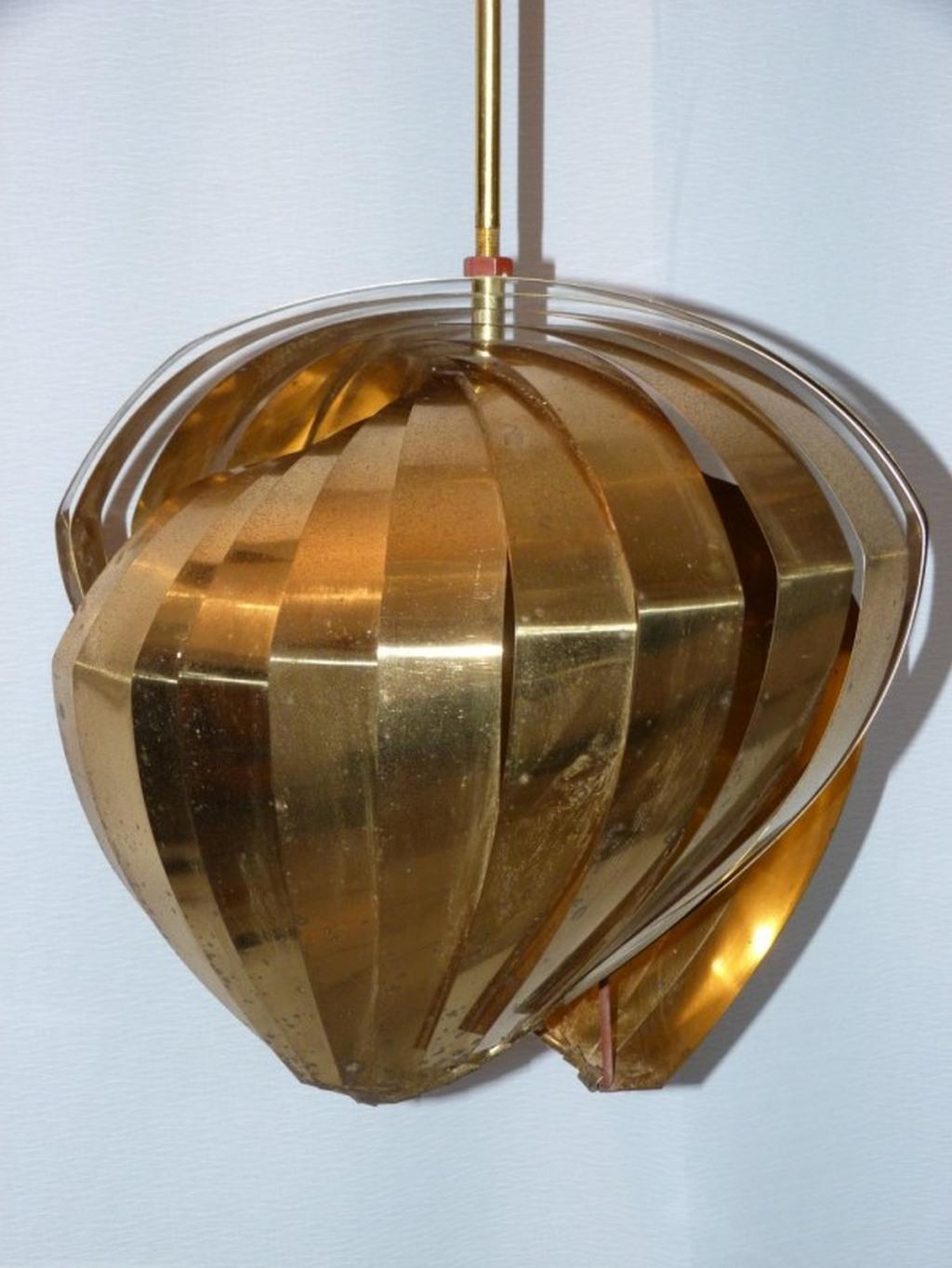 Vintage brass hanging lamp by Louis Weisdorf for Lyfa, 1960s in good original condition.