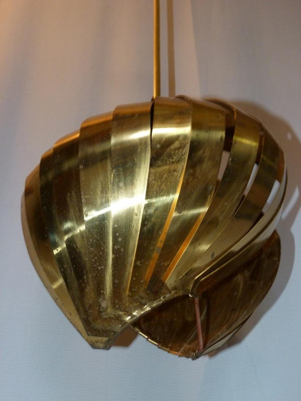 Mid-Century moderno Lampada a sospensione in ottone vintage di Louis Weisdorf per Lyfa, anni '60 in vendita