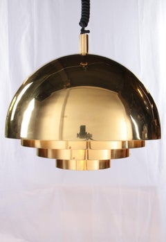 Vintage Brass Hanging Lamp by Vereinigte Werkstatten Collection, 1960