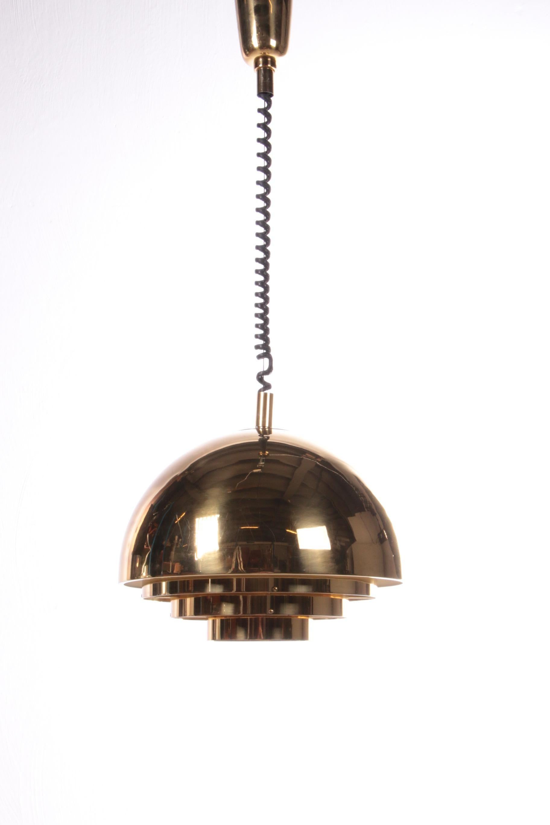Mid-Century Modern Vintage Brass Hanging Lamp by Vereinigte Werkstatten Collection, 1960 For Sale