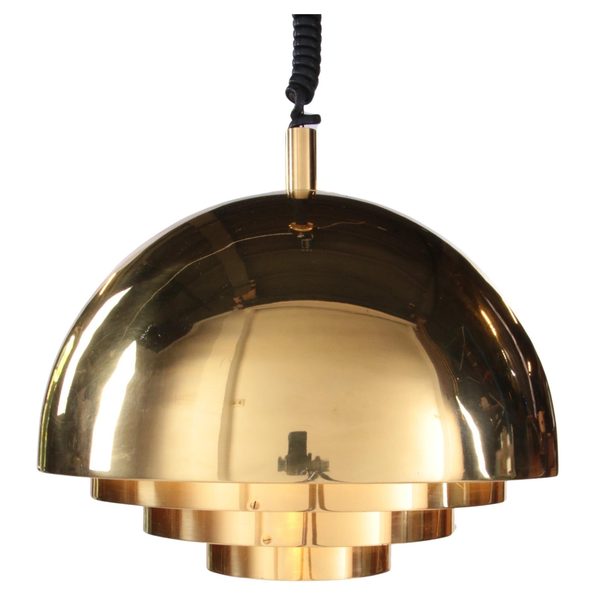 Vintage Brass Hanging Lamp by Vereinigte Werkstatten Collection, 1960 For Sale