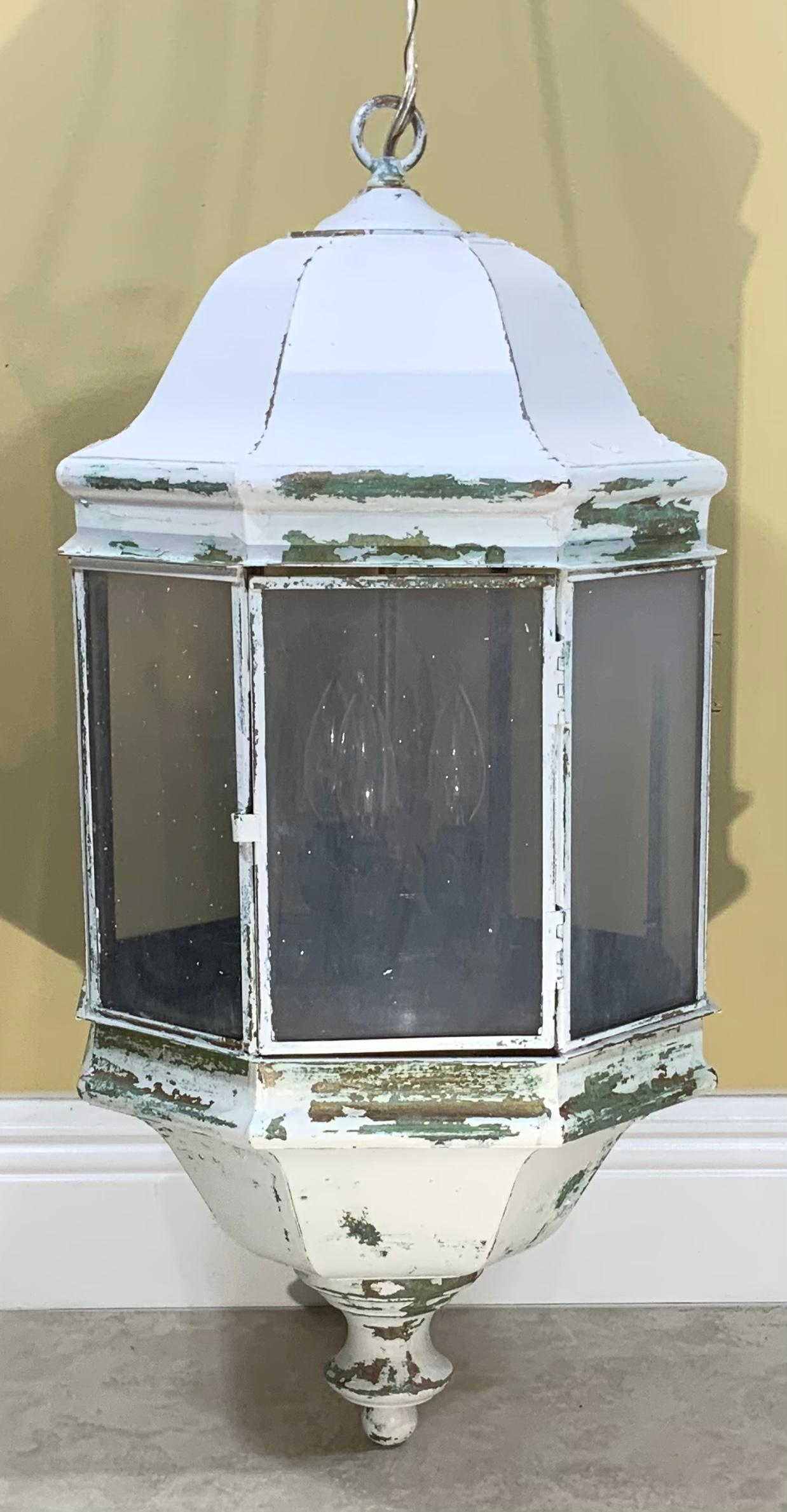 Vintage Brass Hanging Lantern In Good Condition In Delray Beach, FL