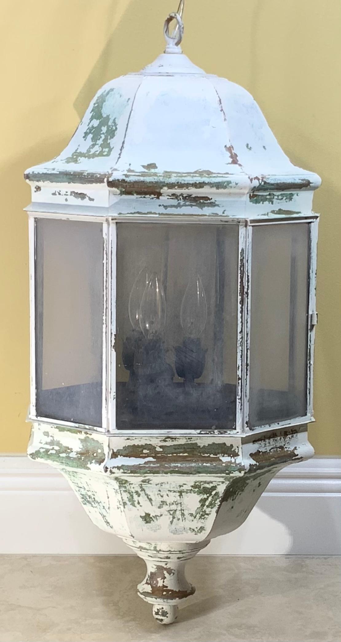 20th Century Vintage Brass Hanging Lantern For Sale