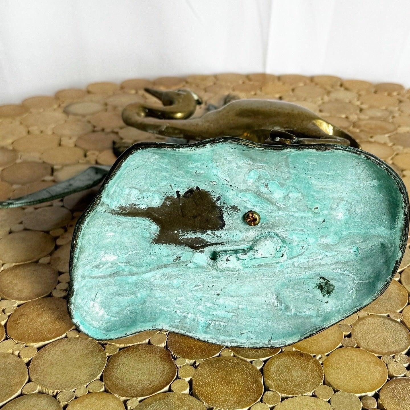 Escultura vintage de latón Garza/Egreta finales del siglo XX