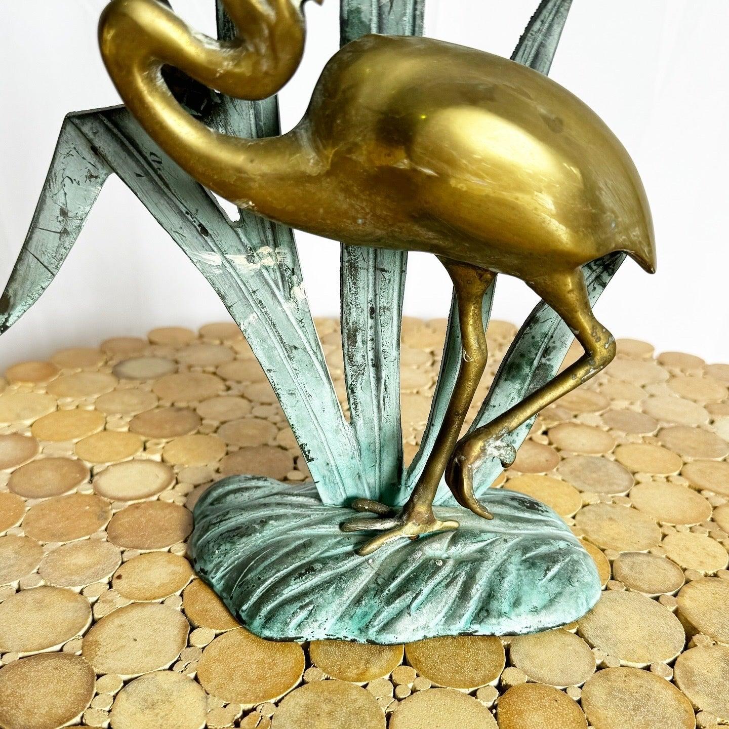 Escultura vintage de latón Garza/Egreta 1