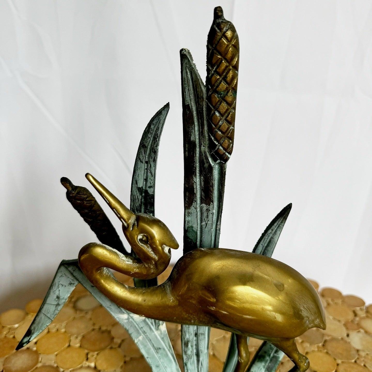 Escultura vintage de latón Garza/Egreta 2