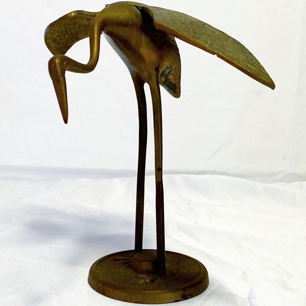 20th Century Vintage Brass Heron Sculpture