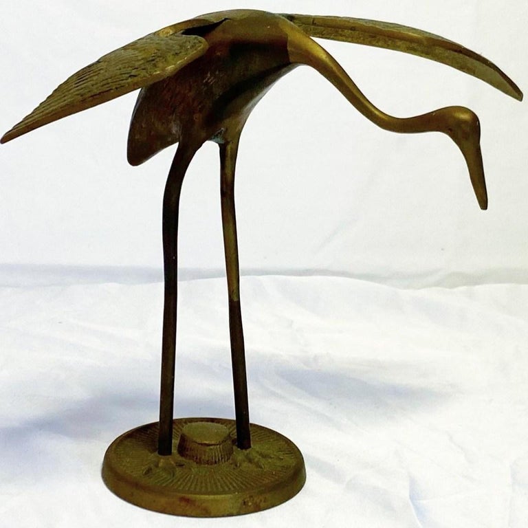 Vintage Brass Heron Sculpture at 1stDibs