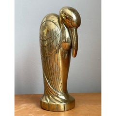 Vintage Brass Heron Statue