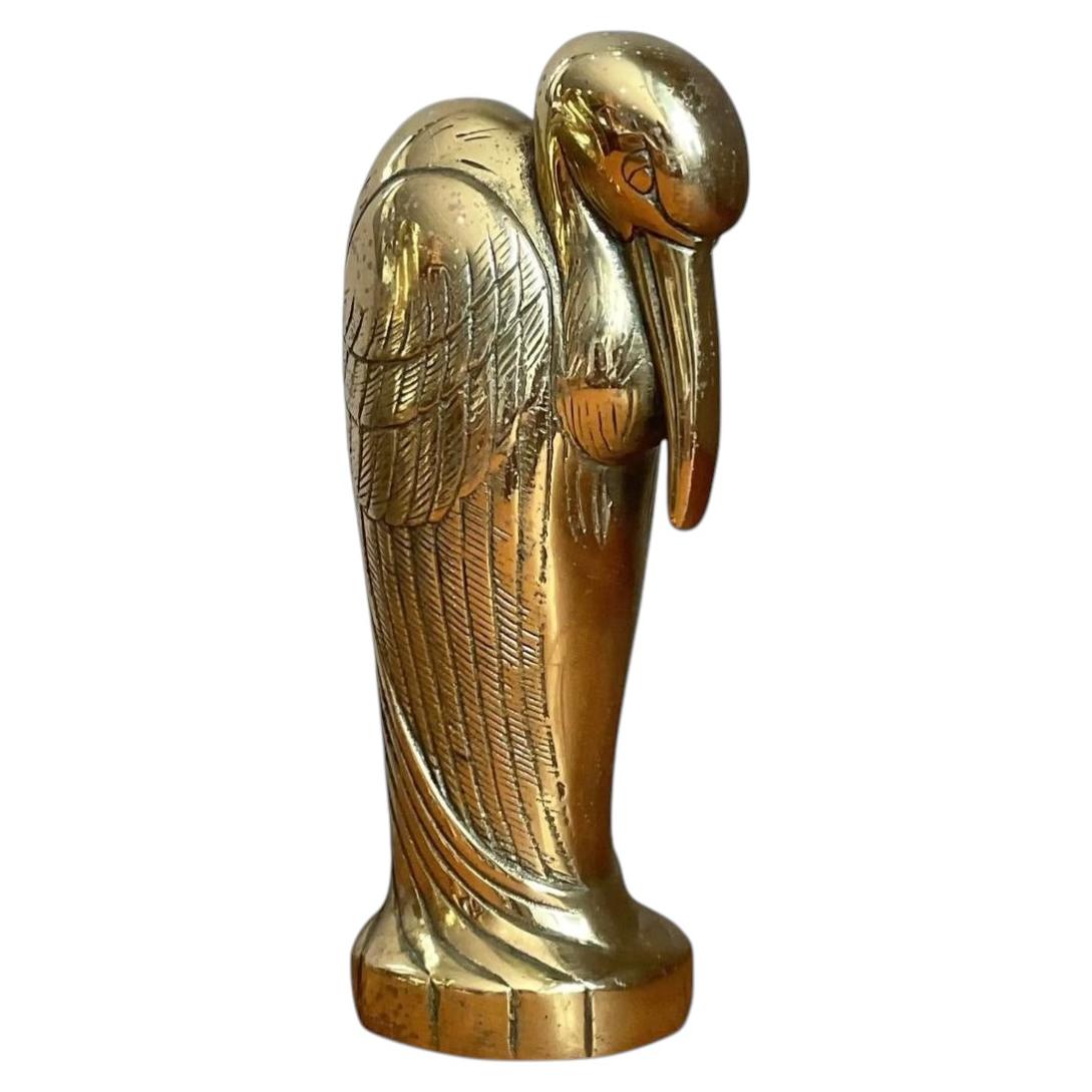 Vintage Brass Heron Statue