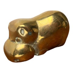 Vintage Brass Hippo Figurine, 1970s