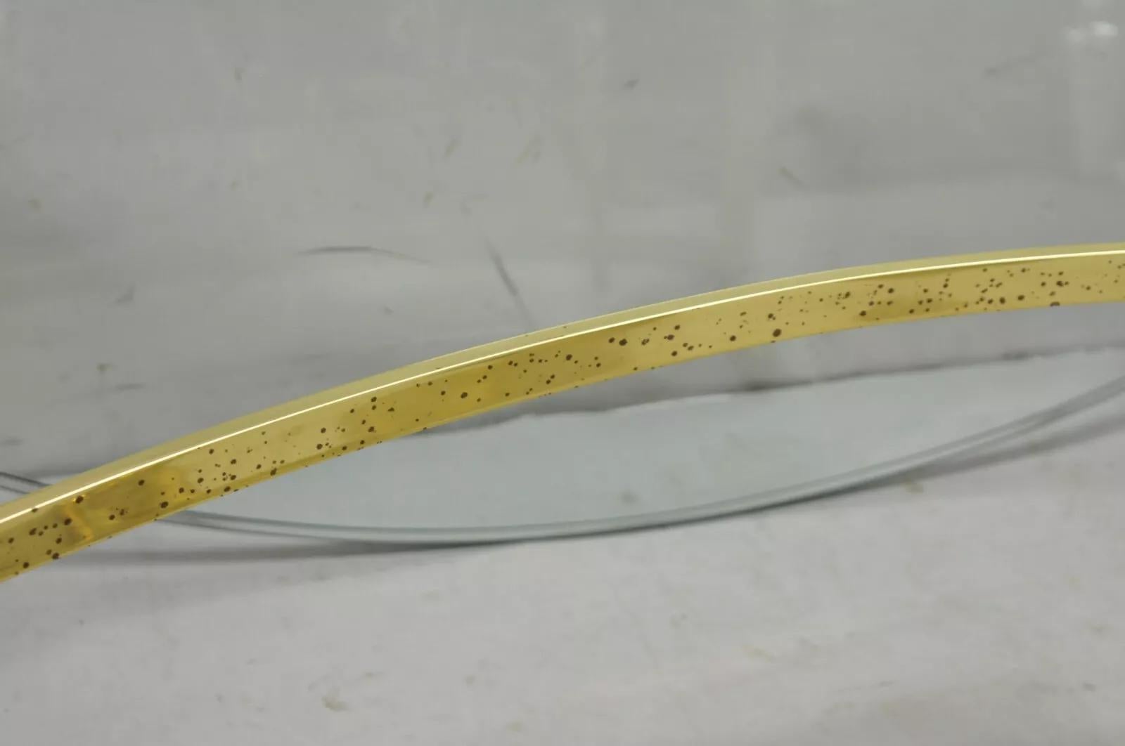 Vintage Brass Hollywood Regency Oval Glass Top Cabriole Leg Coffee Table 3