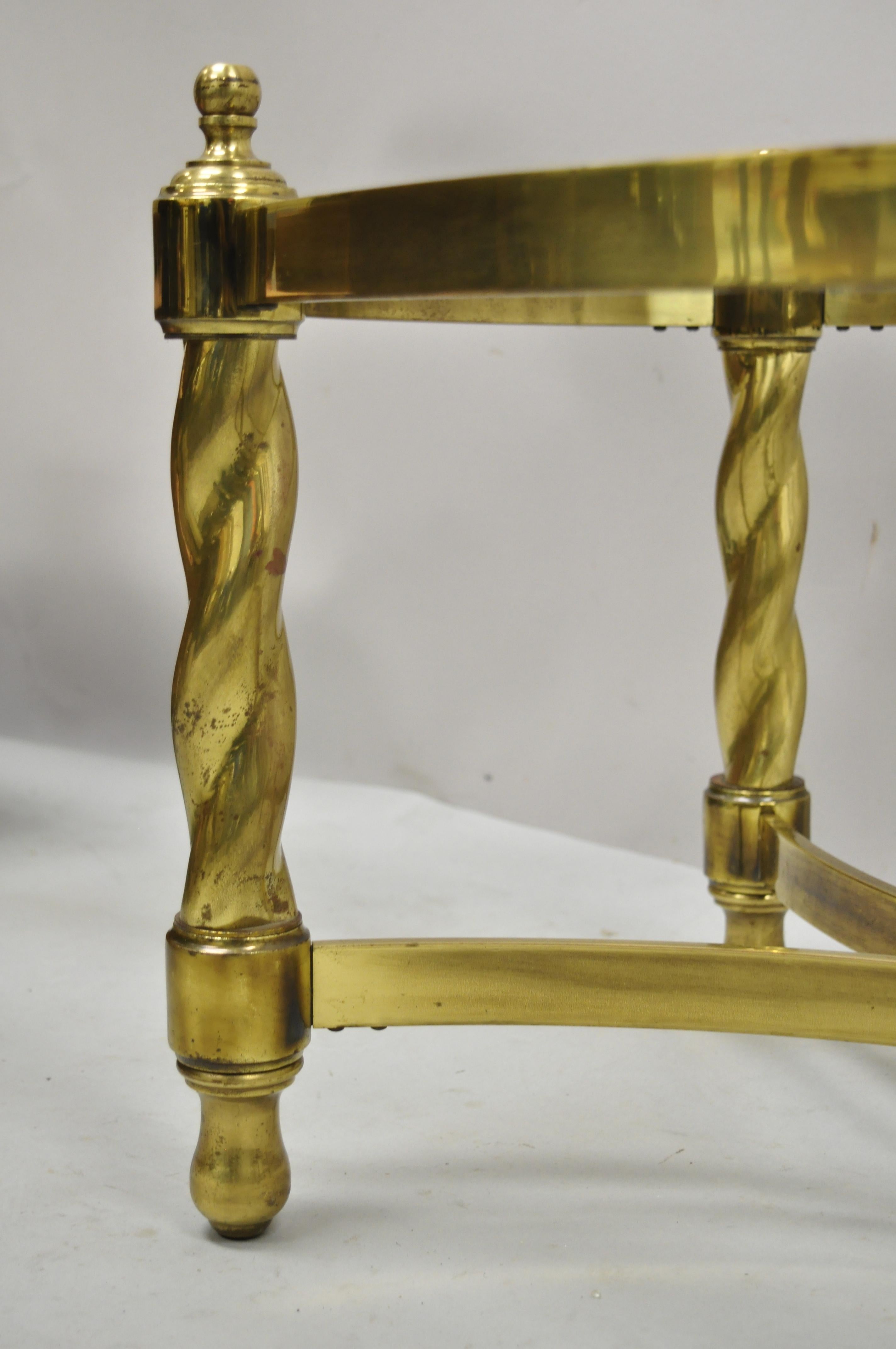 Vintage Brass Hollywood Regency Spiral Twist Oval Coffee Table Base Mastercraft For Sale 3