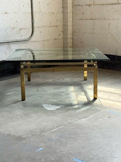 Vintage Brass Hollywood Regency Style Coffee Table