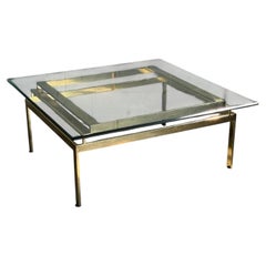 Vintage Brass Hollywood Regency Style Coffee Table