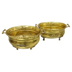 Vintage Brass Hollywood Regency Style Paw Feet Trinket Dish Pot, a Pair