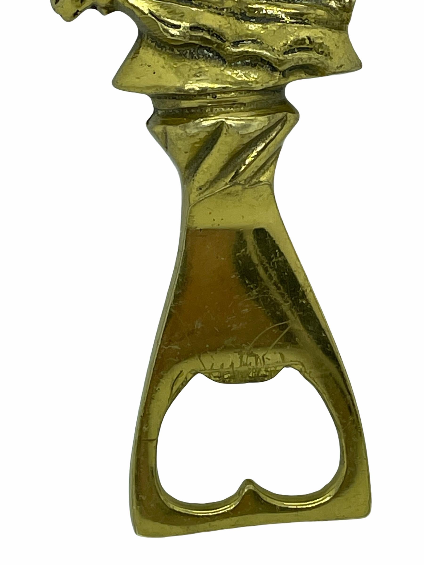 German Vintage Brass Horse Bottle Opener Mid-Century Modern Metal Breweriana Barware