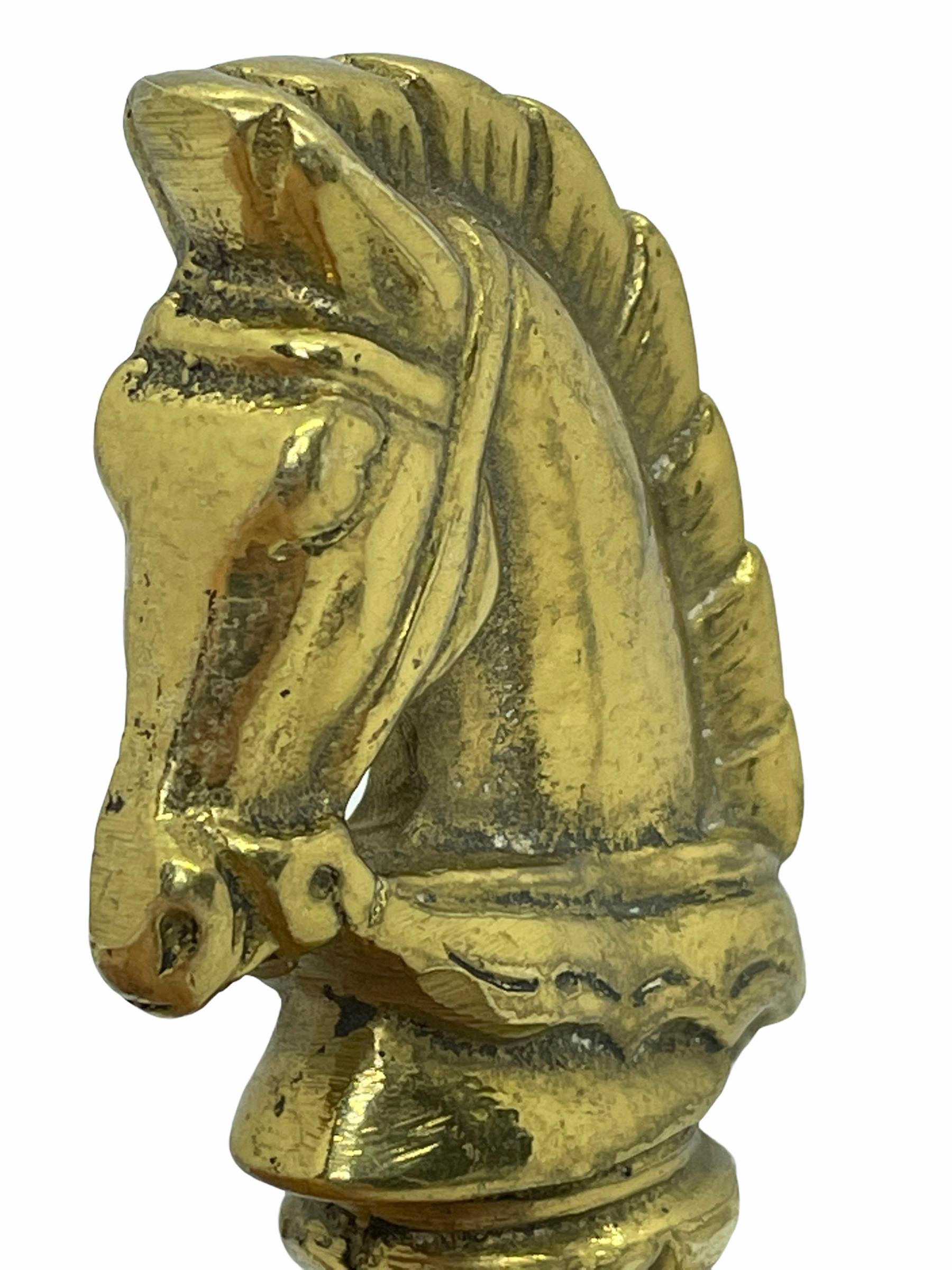 Vintage Brass Horse Bottle Opener Mid-Century Modern Metal Breweriana Barware 1