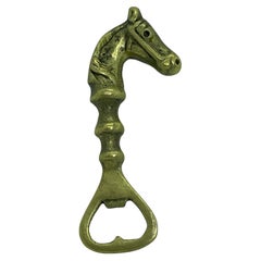 Vintage Brass Horse Bottle Opener Mid-Century Modern Metal Breweriana Barware