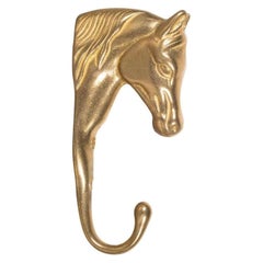 Vintage Brass Horse Coat Hook, circa 1950-1970