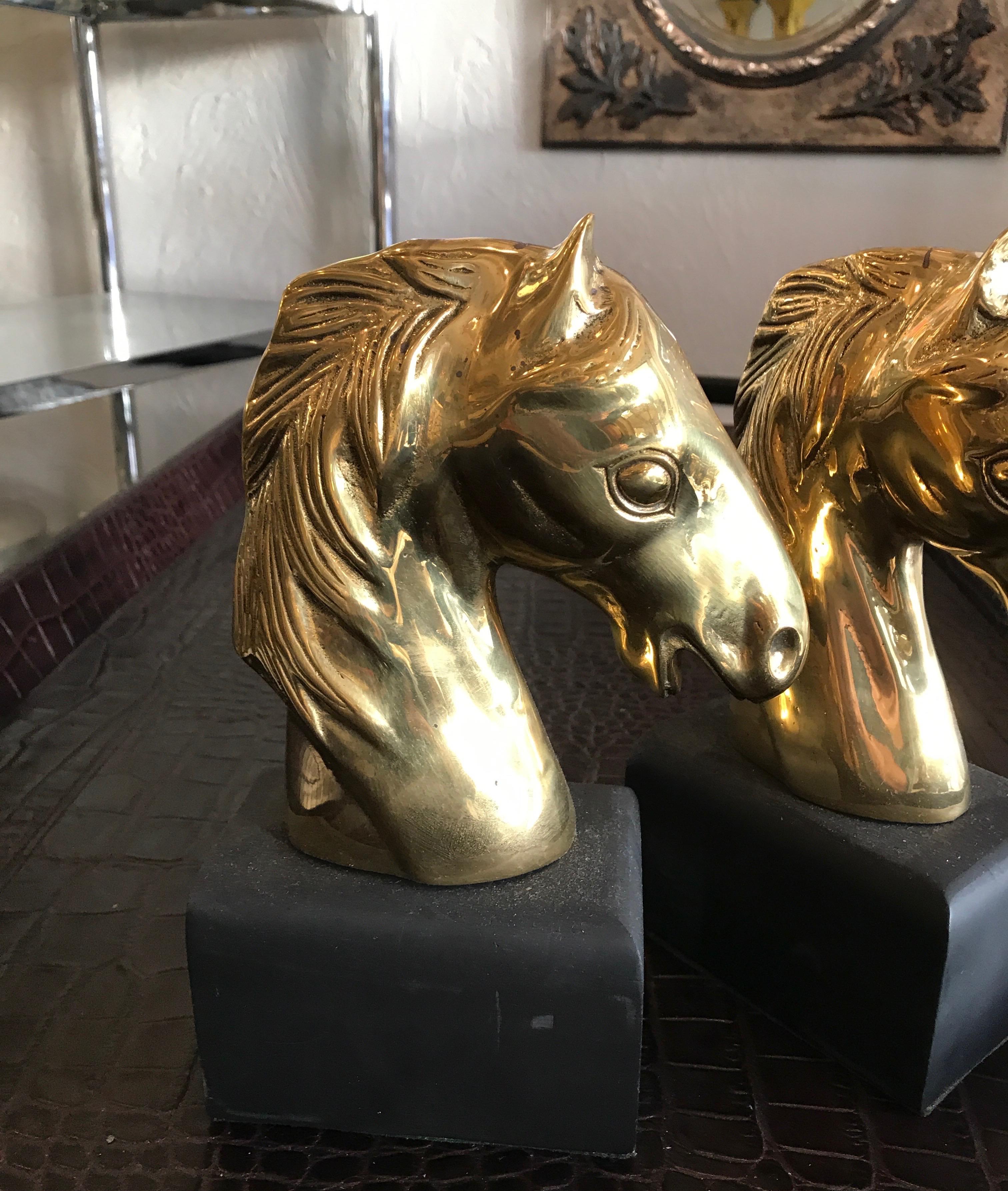 Horse Bookends Vintage Brass Equestrian Bookends Found by Foo Foo La La