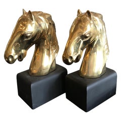 Vintage Brass Horse Head Bookends