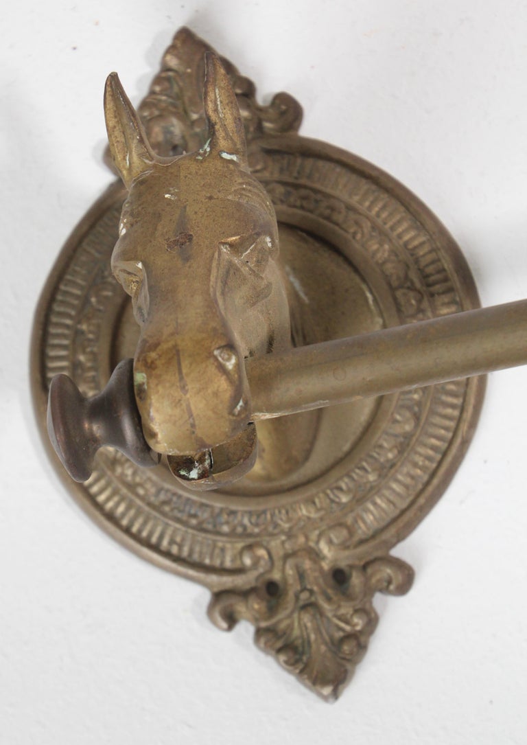 Vintage Brass Horse Head Coat Rack with Hooks at 1stDibs
