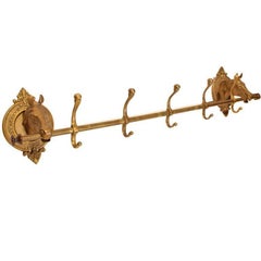 Vintage Brass Horse Head Coat Rack