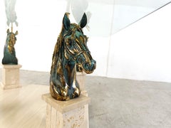 Vintage brass horse head coffee table, 1970s