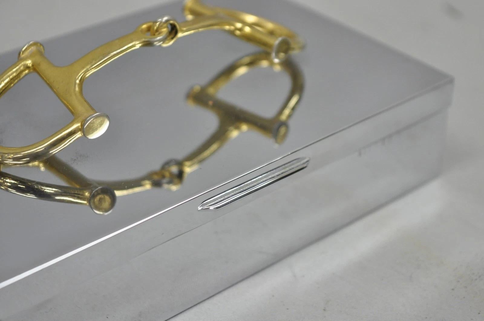 Vintage Brass Horsebit Silver Plated Gucci Style Cigarette Snuff