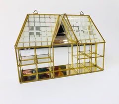 Vintage Brass House Curio Display Shelf
