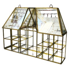 Vintage Brass House Curio Display Shelf