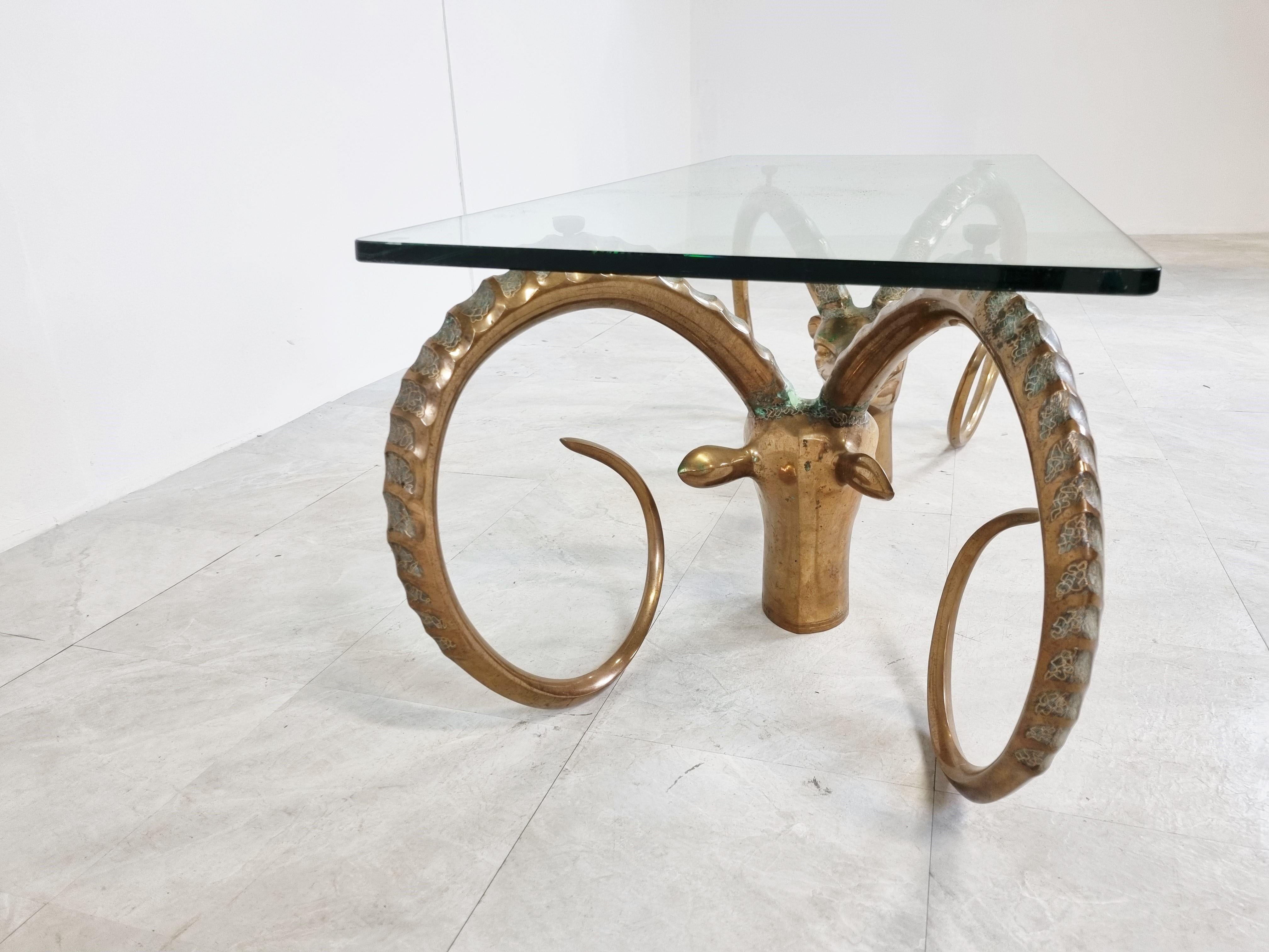 Vintage Brass Ibex or Antilope Coffee Table, 1970s 5