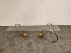 Vintage Brass Ibex or Antilope Coffee Table, 1970s