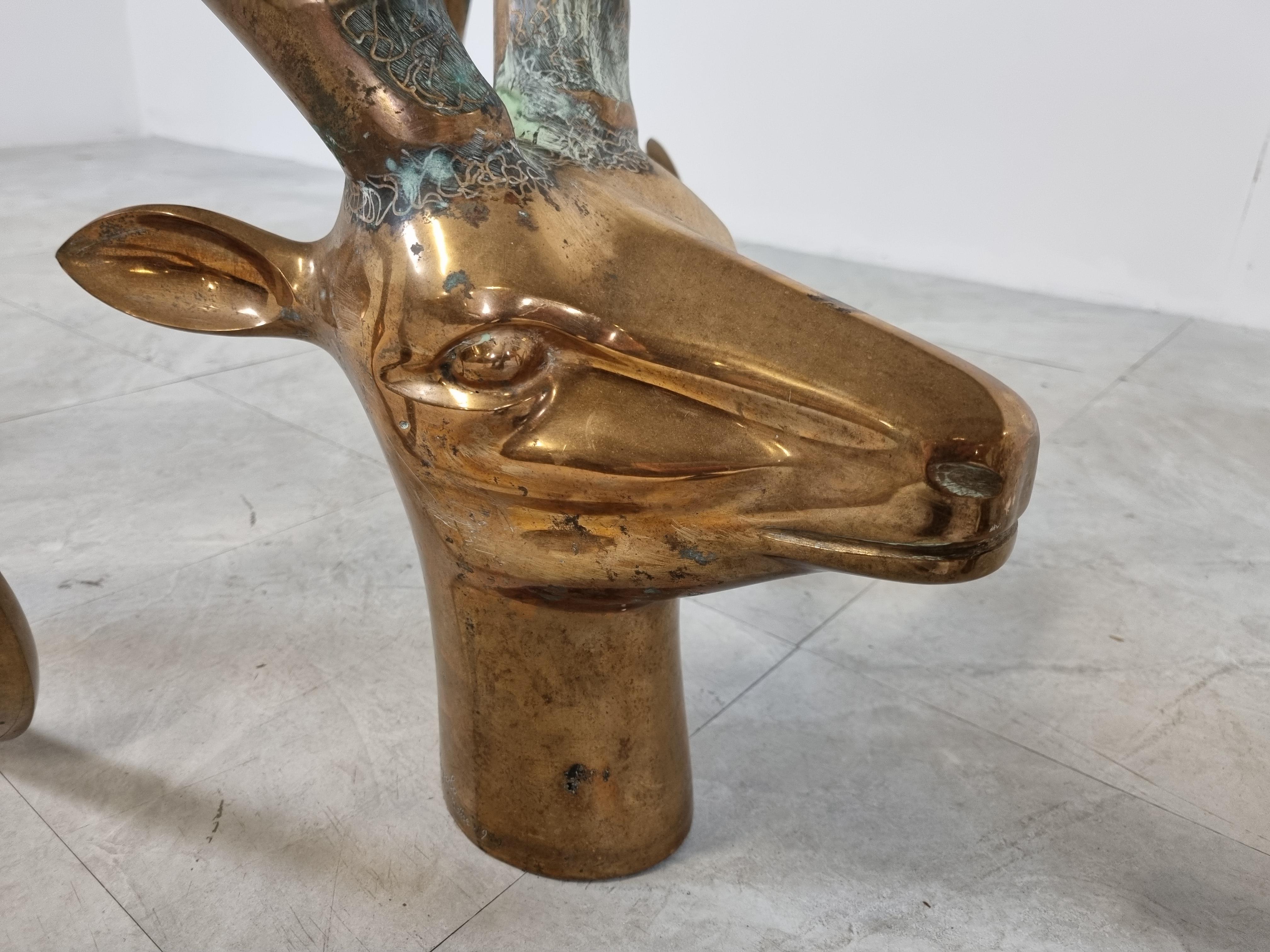 French Vintage Brass Ibex or Antilope Coffee Table, 1970s