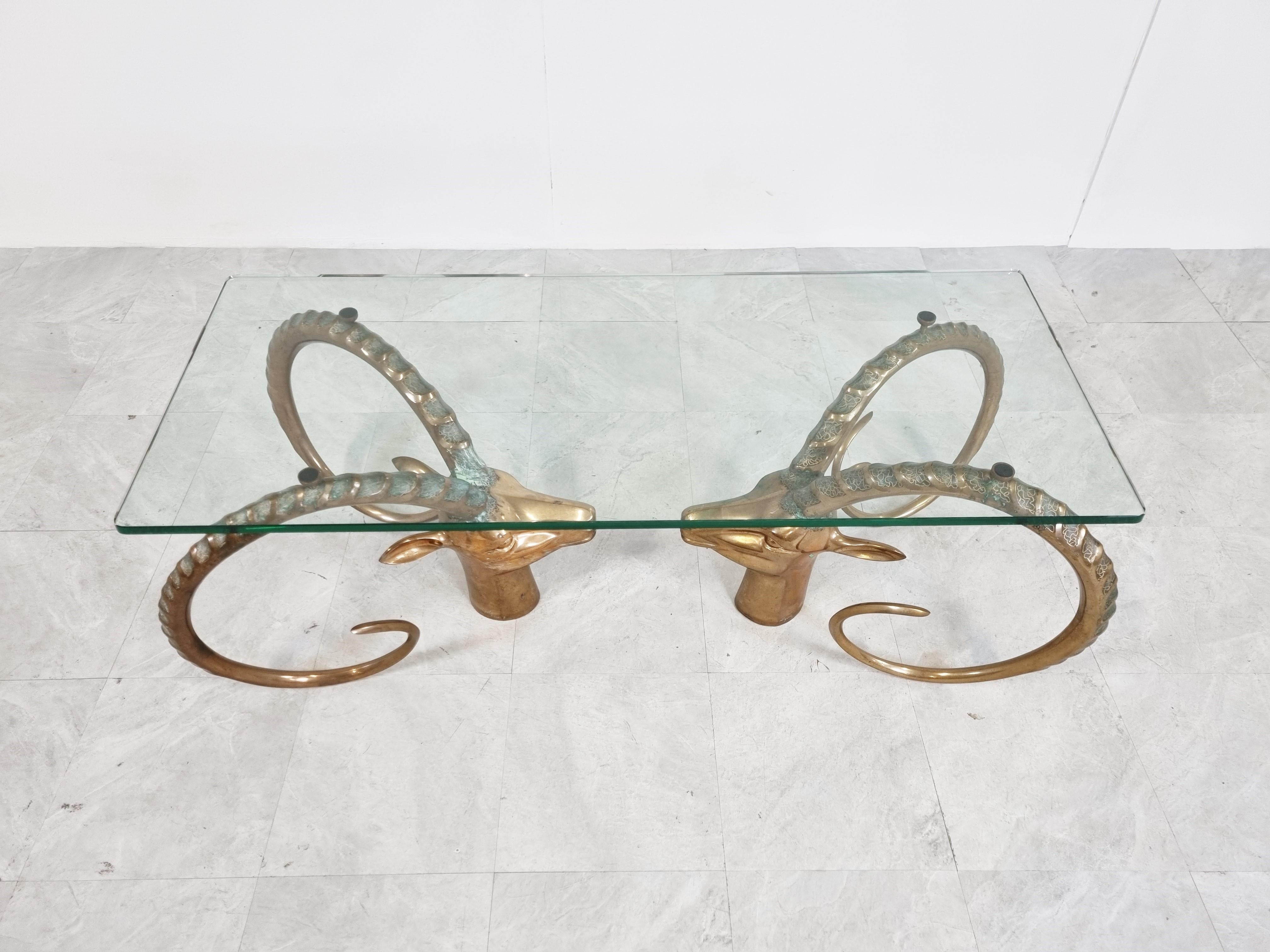 Late 20th Century Vintage Brass Ibex or Antilope Coffee Table, 1970s