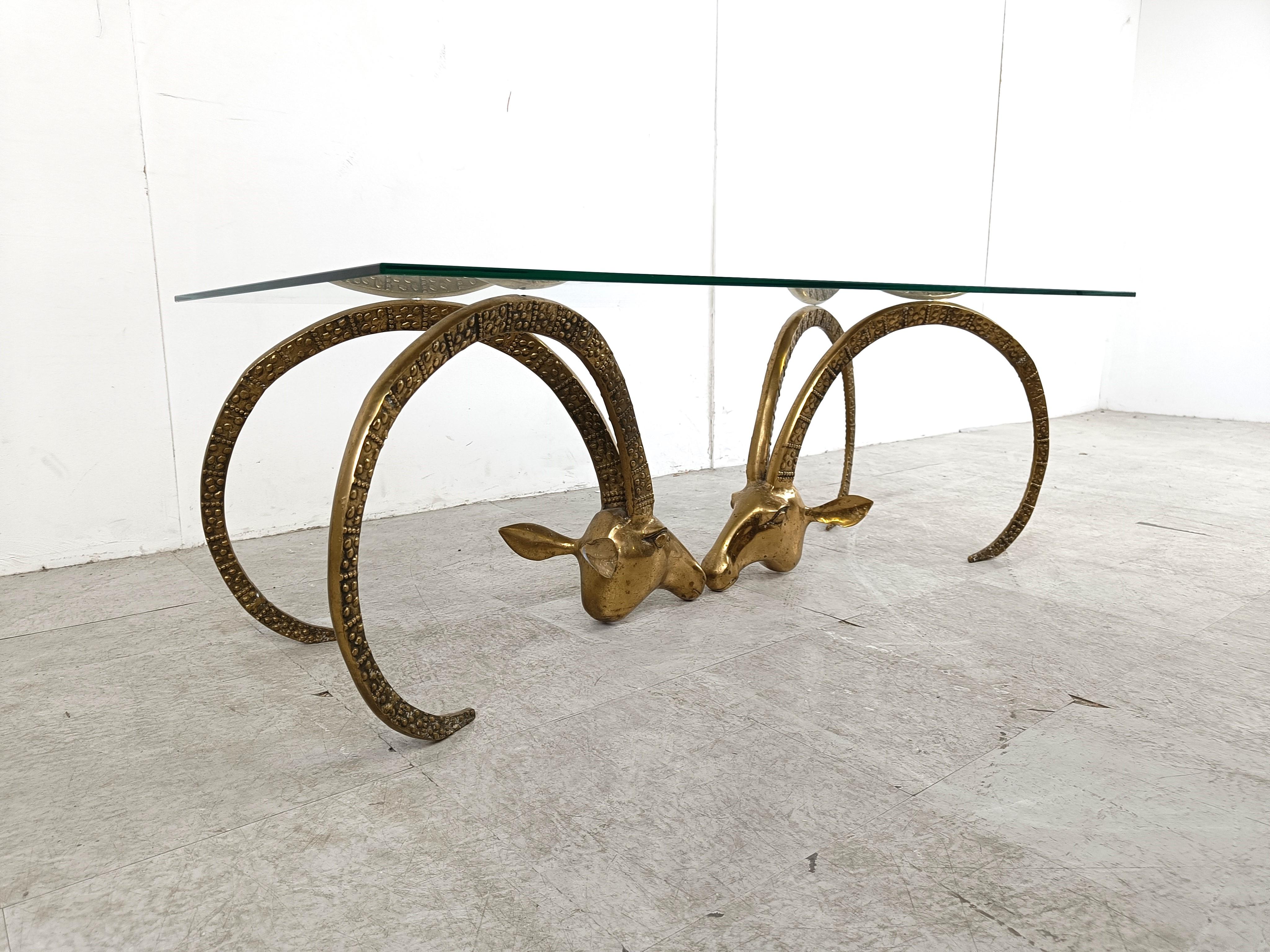 Late 20th Century Vintage brass ibex or antilope coffee table, 1970s