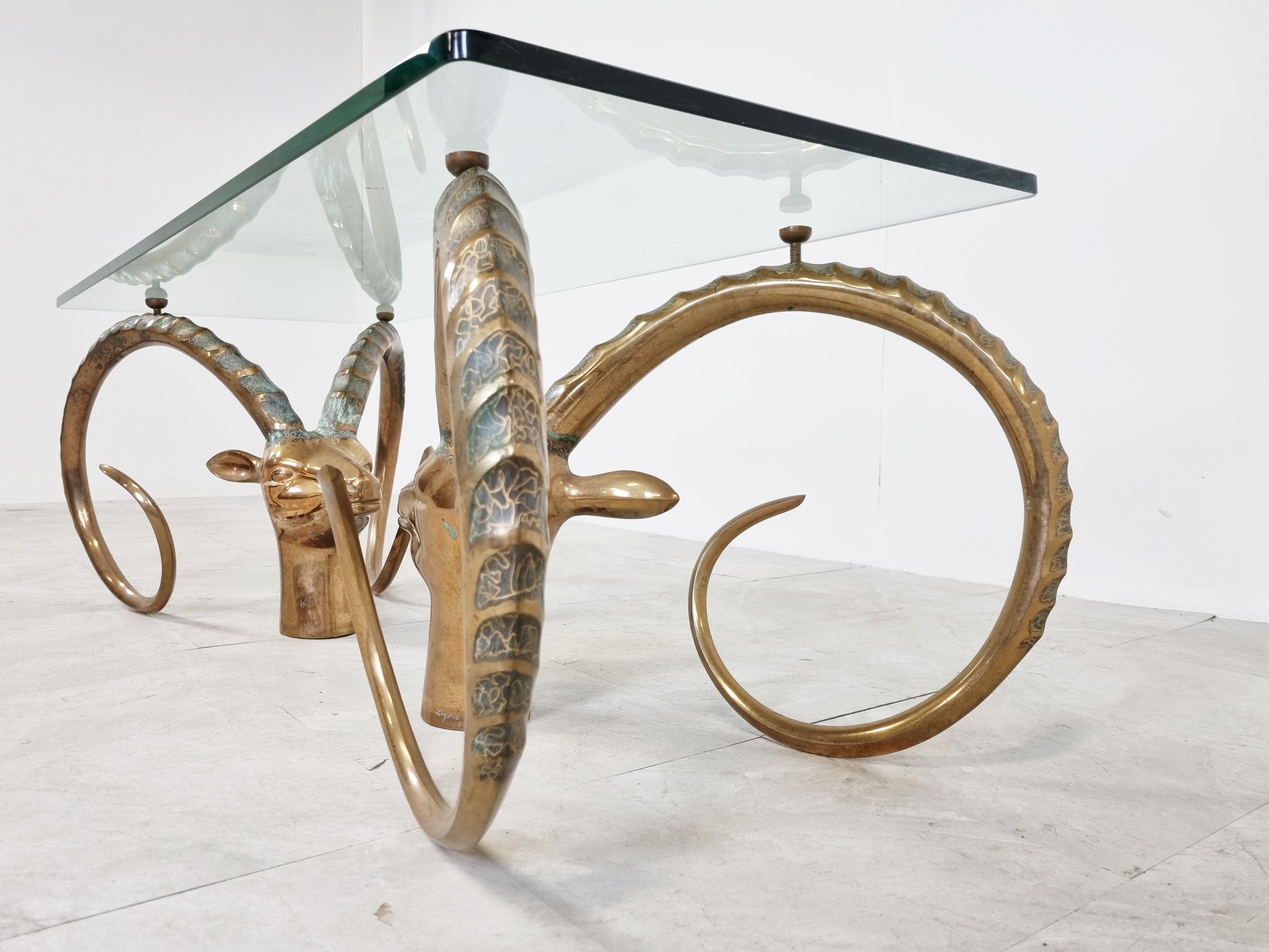 Vintage Brass Ibex or Antilope Coffee Table, 1970s 3